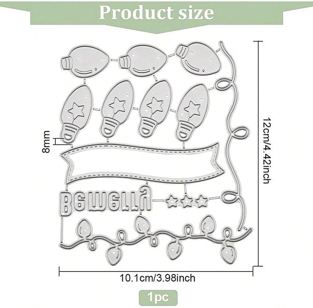 Festivals Metal Cutting Die for Scrapbooking, Christmas Cut Stencils for DIY Scrapbook Photo Album Decorative Paper Card, Card Making Supplies, Embossing (Light Bulb 4.7 x 4 in)