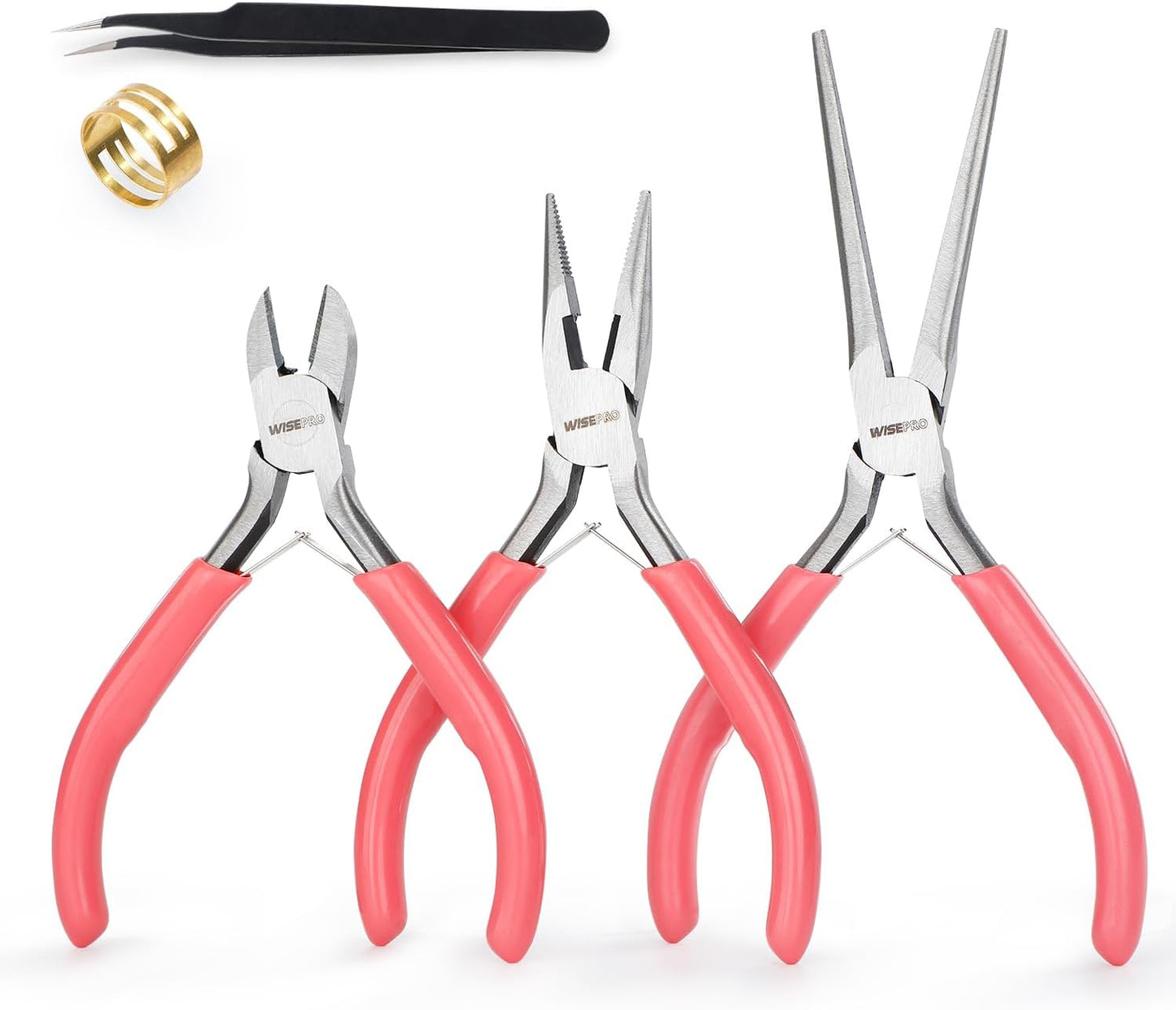 3 PCS Mini Pliers Set, Pink Jewelry Pliers Kit with Needle Nose, Diagonal and Long Nose, Small Plier Tool for Jewelry Making, DIY Crafts, Beading and Electronic Repair