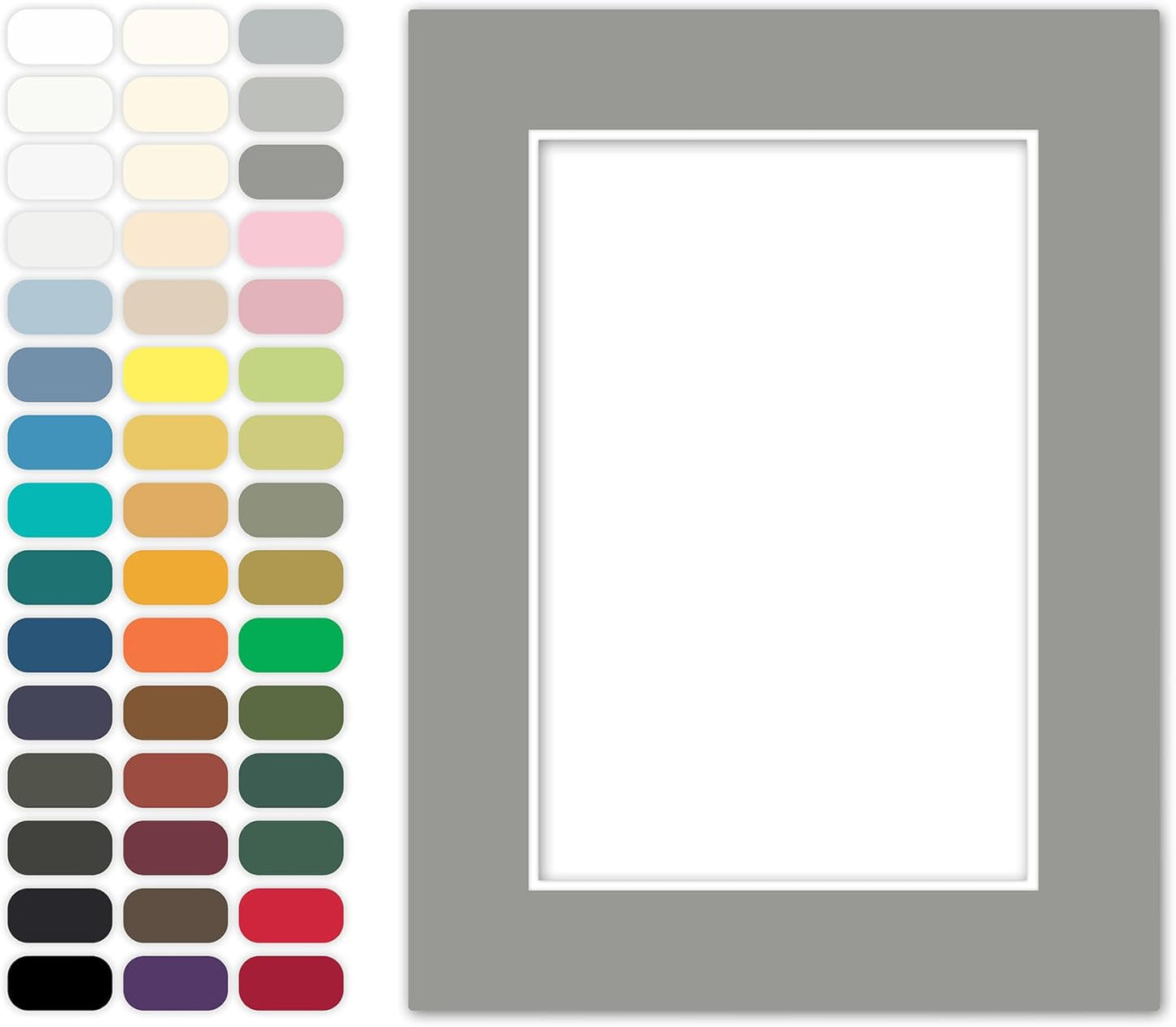 Poster Master Mid Gray Matboard – 4-Ply Acid-Free Picture Mat Board with 45° Beveled Cut, Made in USA, Custom Cut to Any Size, 1/16" Thickness for Framing & Displays