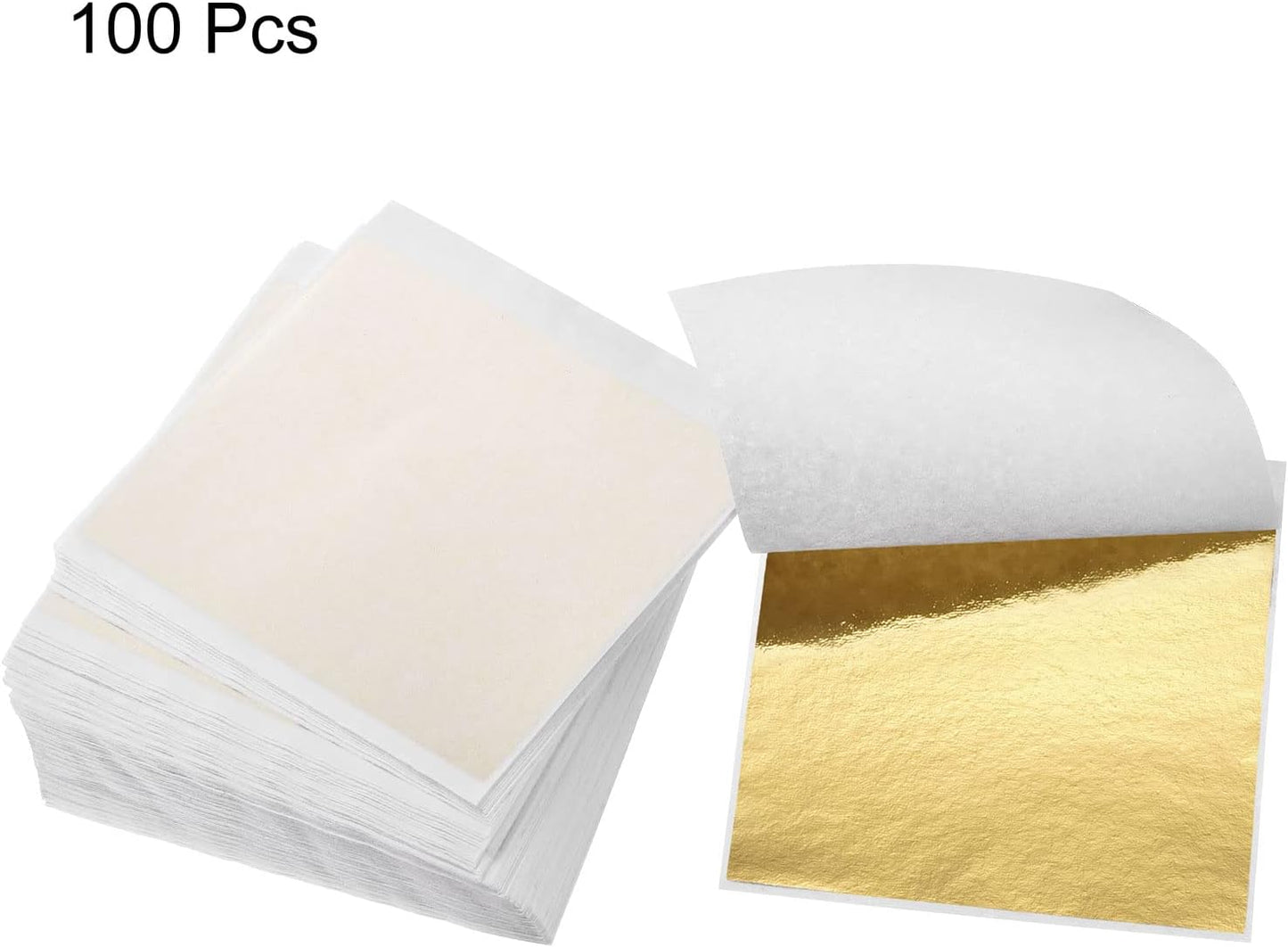 MECCANIXITY Gold Leaf Foil Sheet, Golden Leaf Papers, 3.3 x 3.1inch for Art Decoration, Sculptures, Painting, Pack of 100