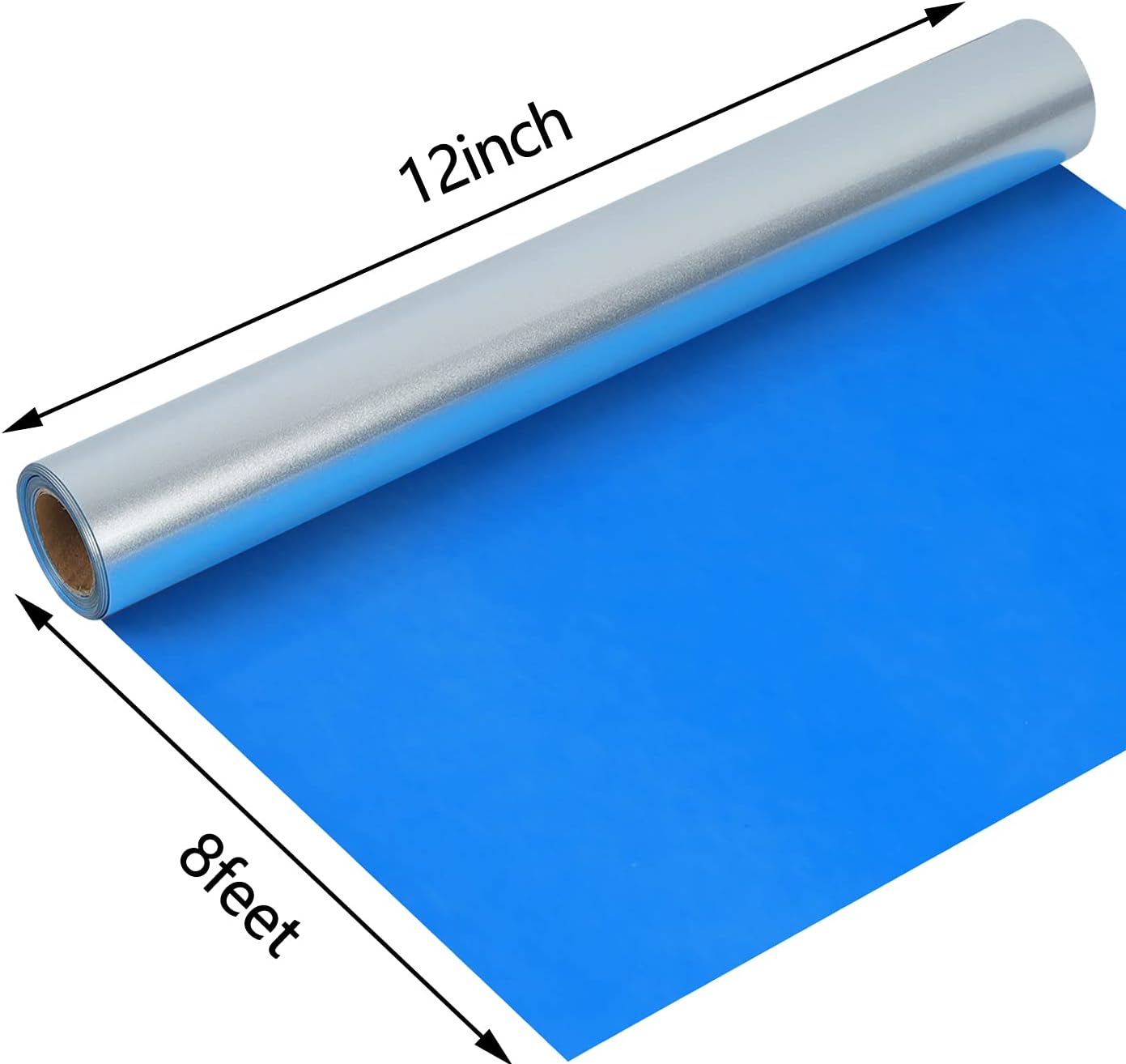 guangyintong Shiny Silver Heat Transfer Vinyl HTV Rolls, 12" x 8ft PU Iron on Vinyl Bundle for T-Shirts, Stretchy Thin Soft HTV Vinyl for All Cutter Machine Easy to Cut & Weed for Heat Vinyl Design