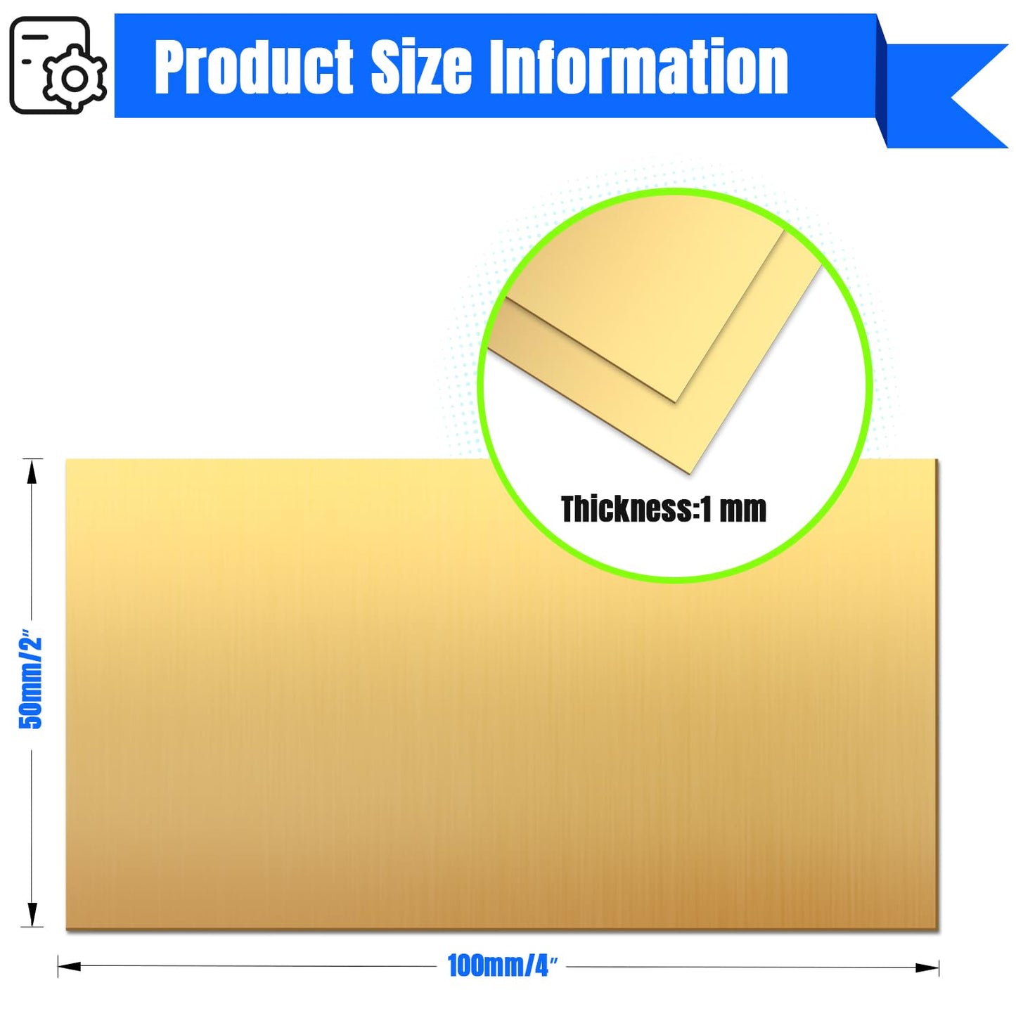 Brass Sheet,2" x 4"-18 Gauge(1mm) Thickness,99.9% Pure Brass Plates for DIY, Jewelry, Electrical, Repair, Industrial(2 Pac）