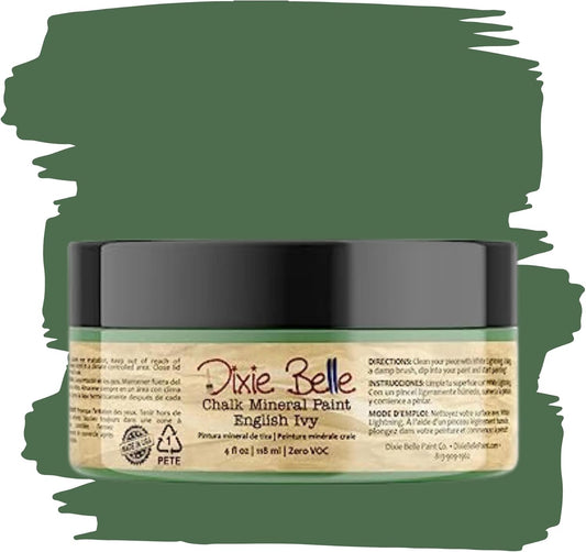 Dixie Belle Paint Company Chalk Finish Furniture Paint - English Ivy (4oz) - Matte Muted Green Chic Chalk Mineral DIY Furniture Paint