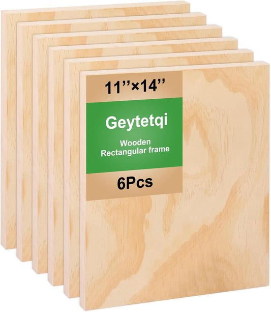 6 Pack 11 x 14 Inch Unfinished Wood Panels, Wooden Panel Boards for Painting, Crafts, and Home Decor