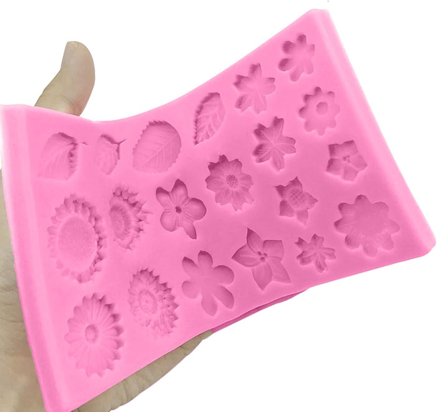 Flower Silicone Veiner Mold Set, Fondant Flower Veining Mold Tulip Orchid Molds Sugar Gum Paste Molds Cake Decoration Tool for Tulips Hibisus Rose Leaf