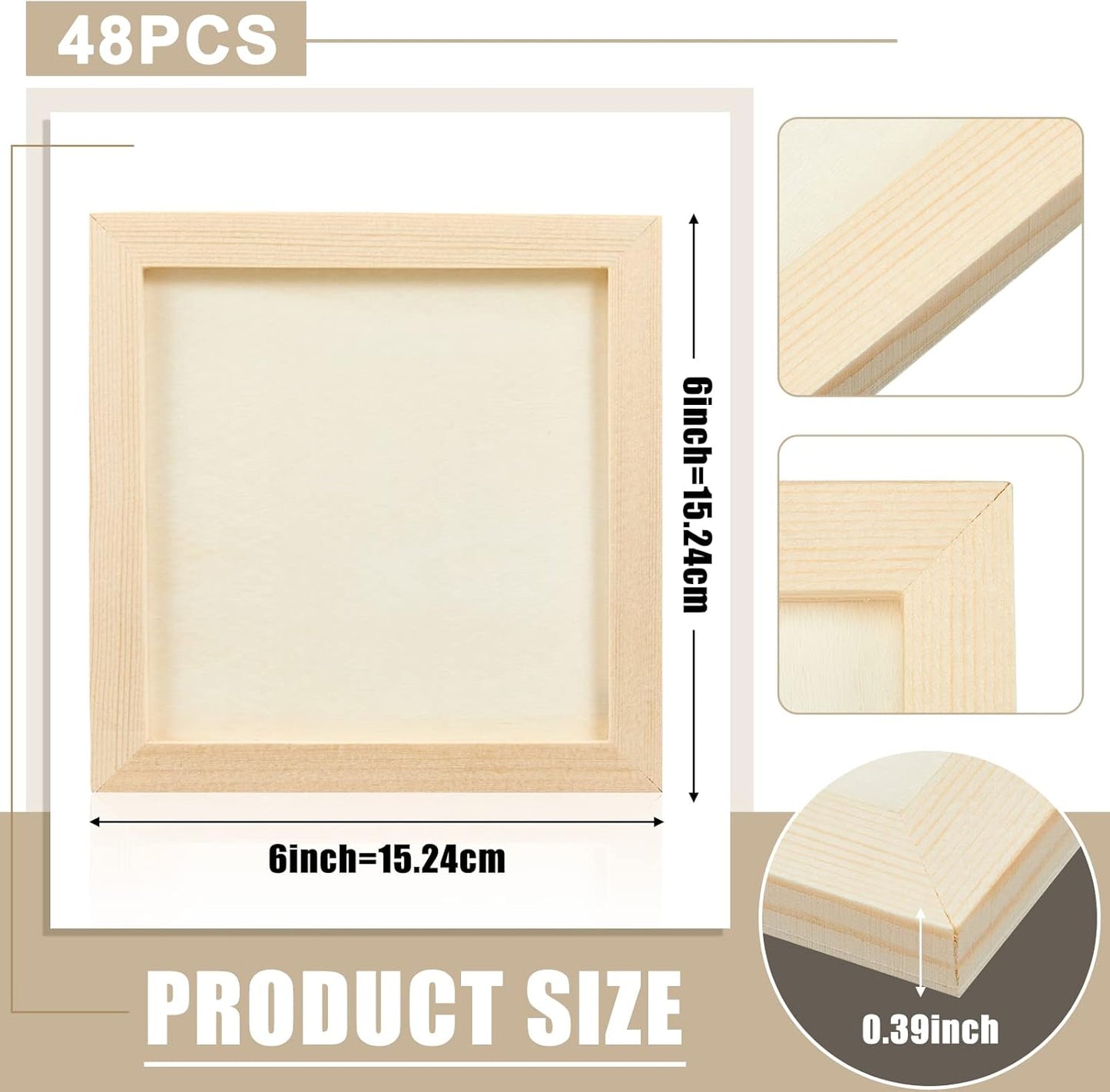 Kathfly 48 Pcs 6 x 6’’ Wood Panel Boards, Unfinished Wood Canvas Panels for Painting Crafts DIY Drawing Pouring Art Projects