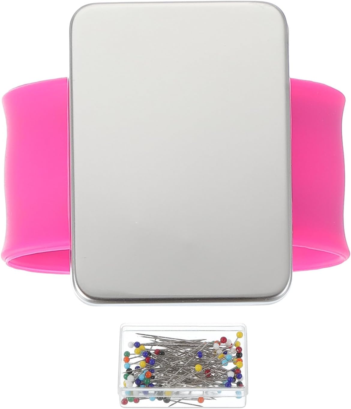 PATIKIL Magnetic Wrist Pin Cushions for Sewing, Magnetic Pin Cushion Magnetic Wrist Gel Band Holder Wristband Pincushion with Pins for Sewing Braiding Quilting Hair Clips, Rose Red