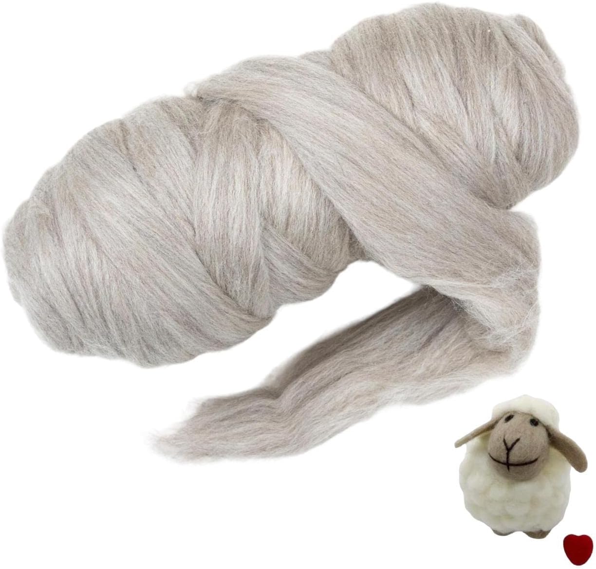 Natural Wool Bulk roving, 2 lb. Best Wool for Spinning, arm Knitting, Felting, Chunky Blankets and Tapestry. Natural Colors, un-Dyed. (Sand, 2 lb)