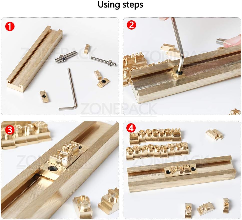 ZONEPACK Copper Brass Stamping Flexible Alphabet Number Symbol Character Stamp Mold Letter Positioning Plate DIY for Hot Foil Stamping Machine (26PCS Lowercase Times New Roman)