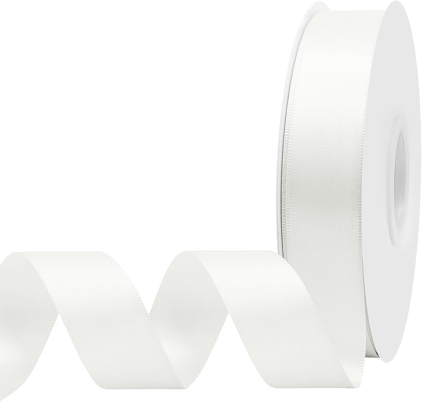 Off White Satin Ribbon 1 Inch X 50 Yards Solid Color Double Faced Ribbons Perfect for Crafts Wedding Decor Bow Making Arts Sewing and More