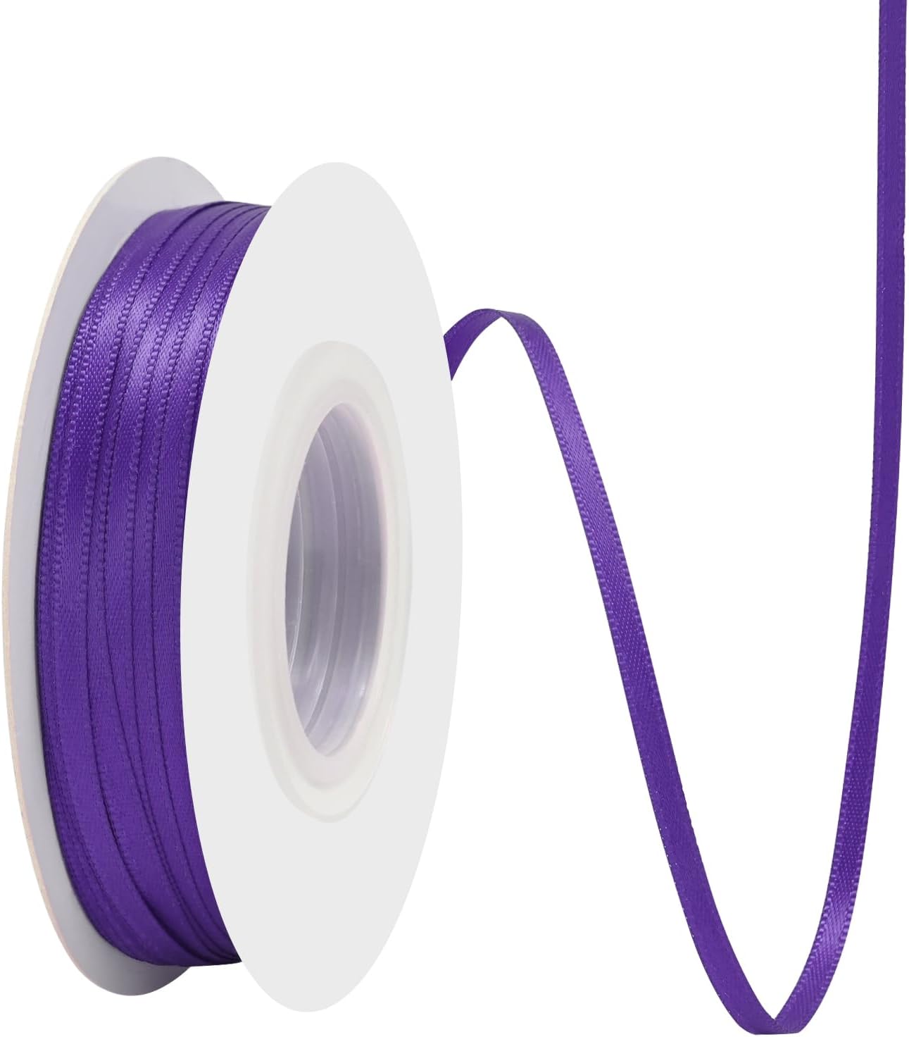 Purple Satin Ribbon 1/8" X 50 Yards Solid Color Double Faced Ribbons Perfect for Crafts Wedding Decor Bow Making Arts Sewing and More