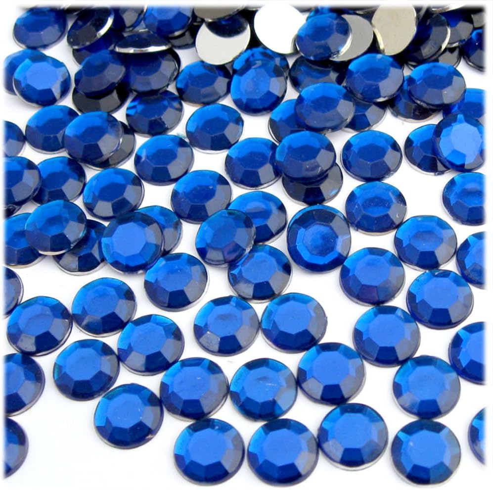 The Crafts Outlet 144pc Rhinestones Round 10mm - Flatback Royal Blue RBL