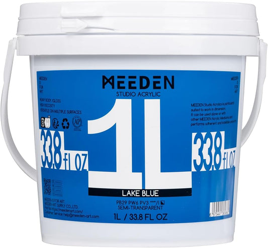 MEEDEN Lake Blue Acrylic Paint: 1 L /33.8 oz Heavy Body Gloss - Thick Art Paints for Canvas Crafts Painting