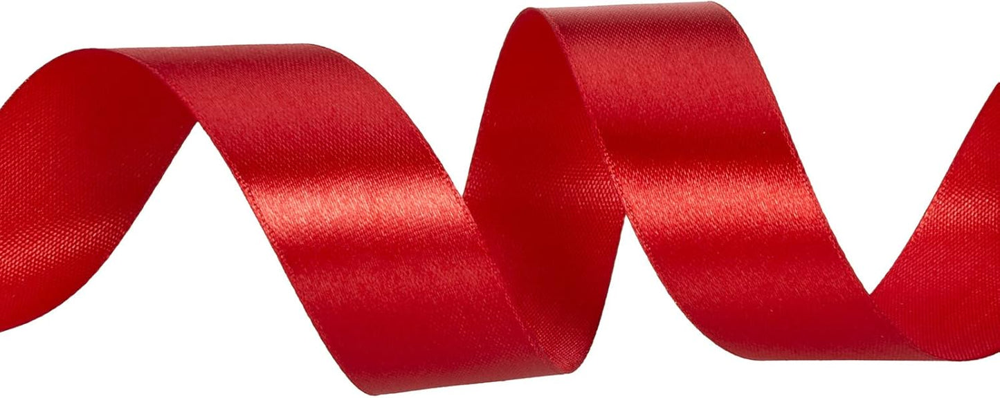 1 Inch Red Solid Satin Ribbon, 50 Yards Craft Fabric Ribbon for Gift Wrapping Floral Bouquets Wedding Party Decoration