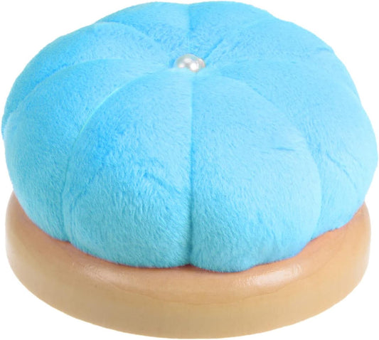 HARFINGTON Wooden Base Needle Pincushions Japanese Style Pin Cushions Round Pin Cushion Needle Holder for Sewing Quilting Needlework DIY Crafts, Sky Blue