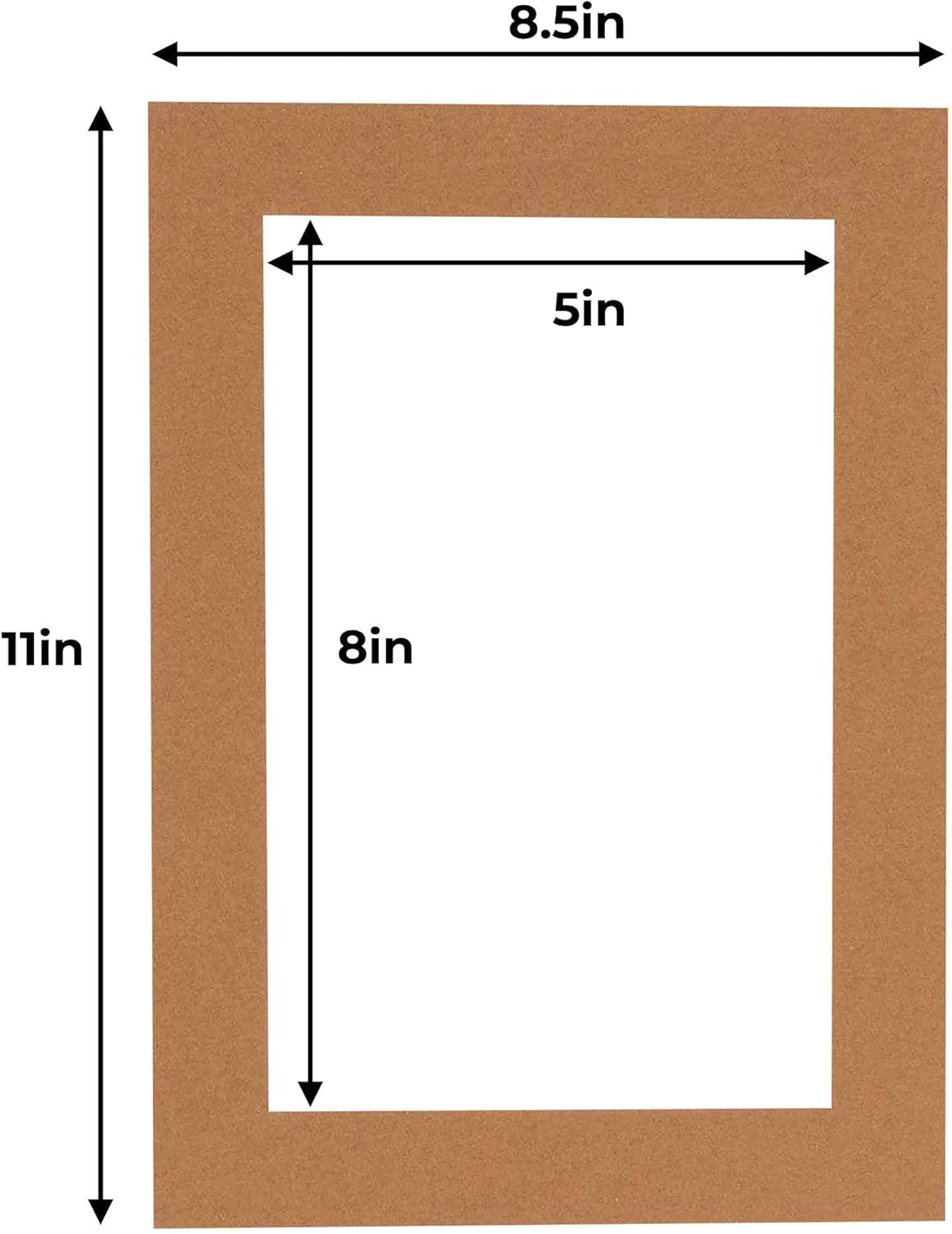 5.5x8.5 Mat for 8.5x11 Frame - Precut Mat Board Acid-Free Brown 5.5x8.5 Photo Matte for a 8.5x11 Picture Frame, Premium Matboard for Family Photos, Show Kits, Art, Picture Framing, Pack of 10 Mats