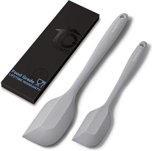 Heat Resistant 600℉ Silicone Spatula, Turner Mixing Spatulas set BPA Free Dishwasher Safe for Nonstick Cookware, Grey