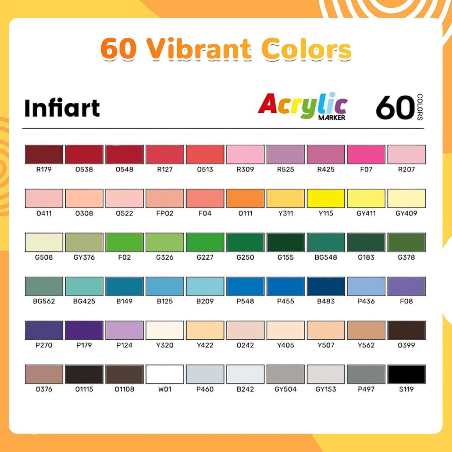 60 Colors Dual Tip Acrylic Paint Markers Automatic Ink Control Acrylic Paint Pens, Fine & Brush Tip Acrylic Markers Set for Rock Painting, Stone, Wood, Canvas, DIY & Art Supplies