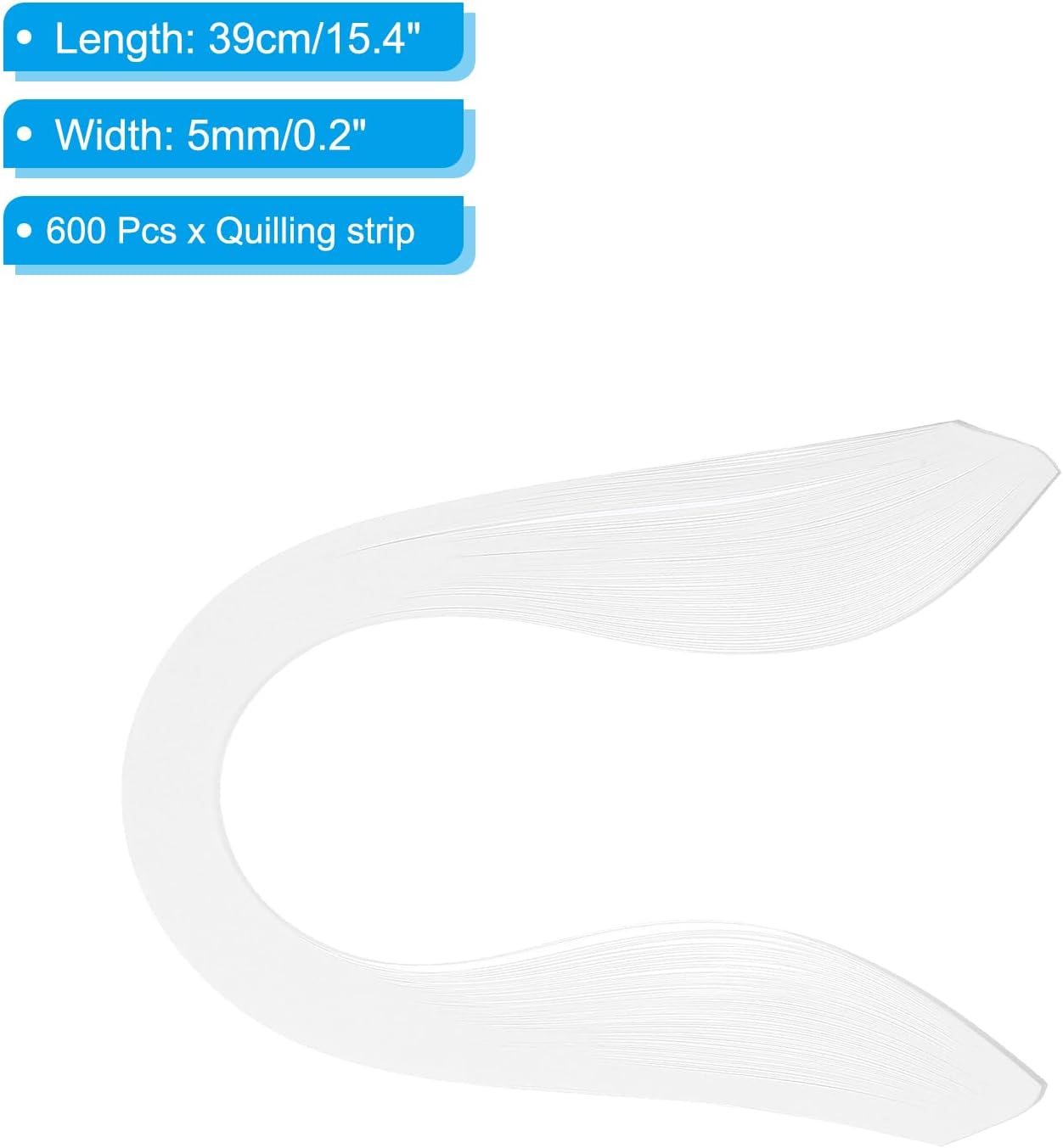 PATIKIL Quilling Strips Paper 600pcs 5mm 39cm Origami Paper Quilling Kits for Art DIY Hand Craft Christmas, White