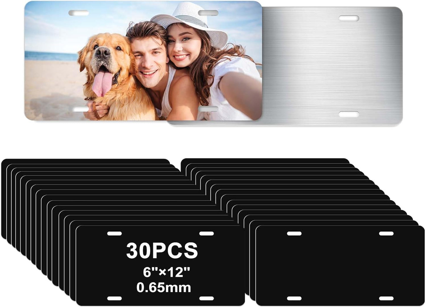 30 Pack 0.65mm Black Aluminum Plate Blanks for Custom Design Work - Automotive Blank Plates for Vinyl, UV Printing, Laser Engraving Personalized Metal Tags,6X12 Inch (30Pack)