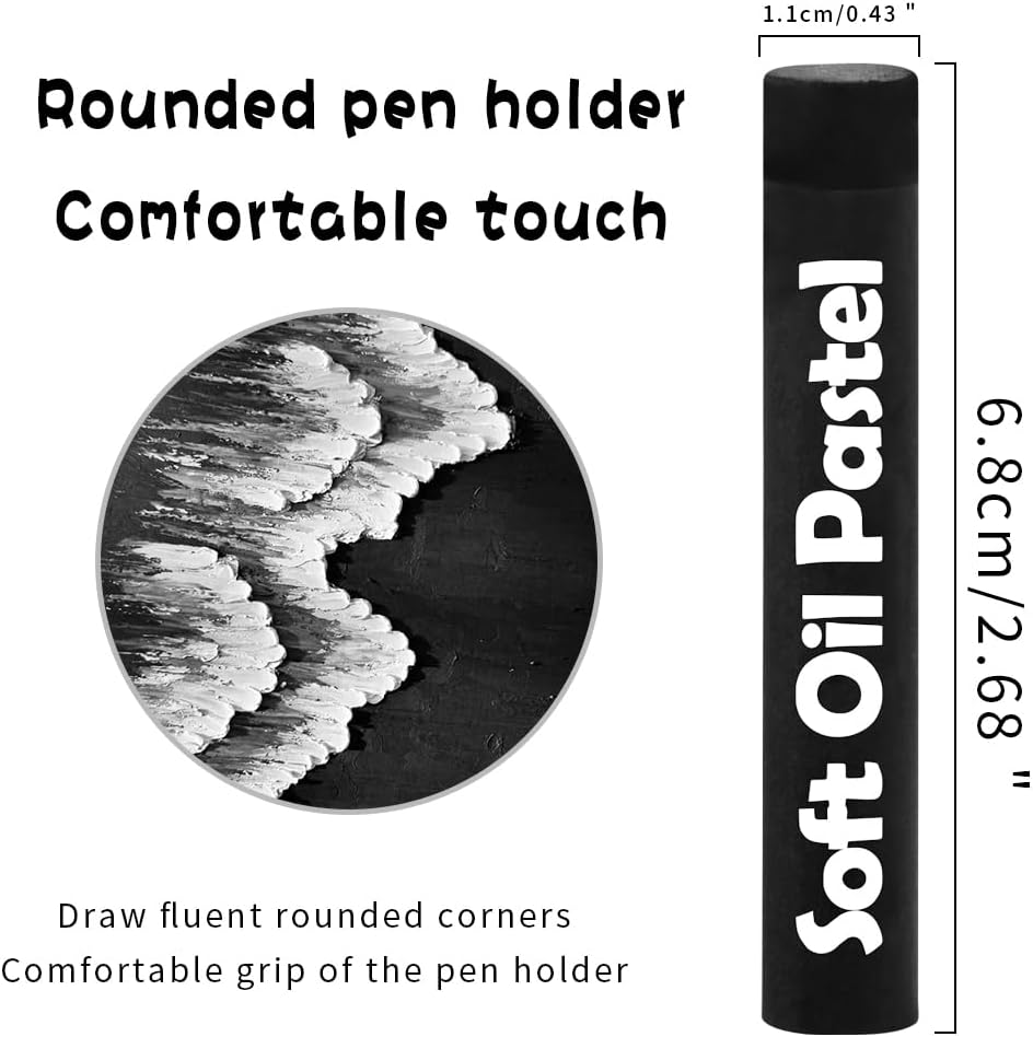 Mifuner Soft Oil Pastels Set (12 Sticks,2 Colors),Colors Heavy Oil Pastels Vibrant and Creamy,Pastel Art Supplies for Artists,Gallery Oil Painting Stick,Adult Art Drawing White and Black