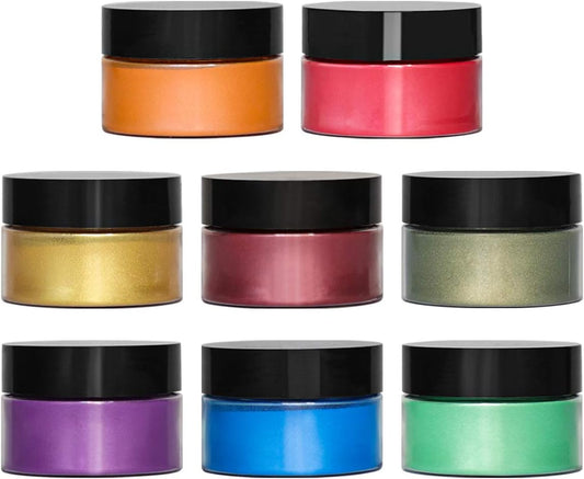 SEISSO Mica Powder for Epoxy Resin, 8 Color Soap Dye Body Butter Color Pigment Powder for Lip Gloss Making Makeup Dye Fine Art Painting