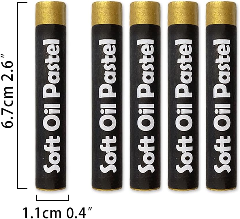 qianshan Soft Oil Pastels Set of 5 Single Colors,Non Toxic,Soft Texture Vibrant and Creamy Oil Crayons Pastels Art Supplies For Professional Artists Beginners Drawing.Gold
