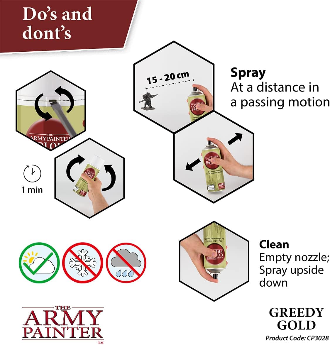 The Army Painter Colour Primer Greedy Gold, 400 mL Acrylic Spray Primer, Spray Paint for Miniature Priming Basecoat, Tabletop Roleplaying, Boardgames, and Wargames Miniature Modelling