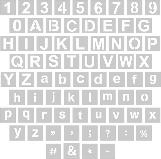 WISYOK 1 Inch 72 Pcs Letter Stencils and Numbers, Reusable Plastic Alphabet Art Craft Templates for Wood, Wall, Fabric, Rock, Signage,Cake,DIY