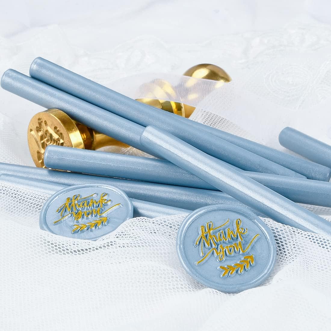 16 PCS Dirty Blue Small Glue Gun Sealing Wax Sticks for Mini Glue Gun, Make Seals for Wedding Invitations/Thanks Card/Envelopes/Teenager Boys Xmas Gift Wrapping/Baby Shower Card Gifts