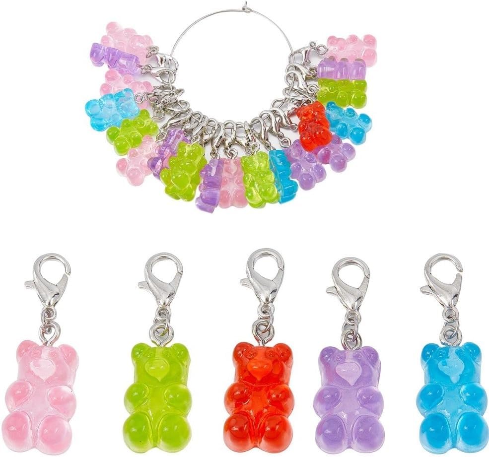 SUNNYCLUE 1 Box 30Pcs Stitch Markers Knitting Bear Stitch Marker Charms Knitting Markers Charm Cute Leverback Locking Stitch Marker for Knitting Weaving Sewing Needleworks Women DIY Crafts Gift