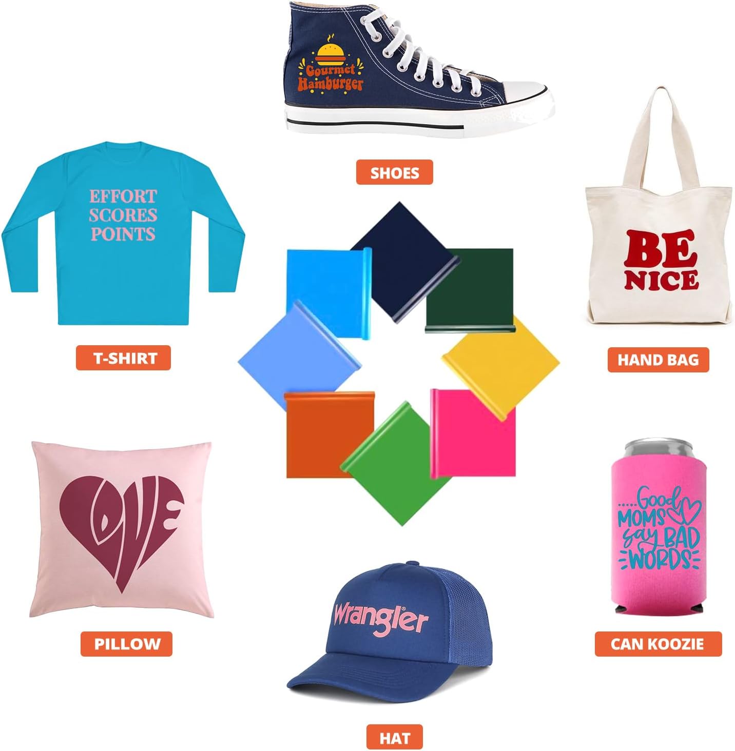 HTVRONT Heat Transfer Vinyl Roll - 12" x 8ft Orange HTV Vinyl for T Shirts, Burnt Iron on Vinyl Compatible with Cricut Cutting Machine - Easy to Cut & Weed for Heat Vinyl Design (Texas Orange)