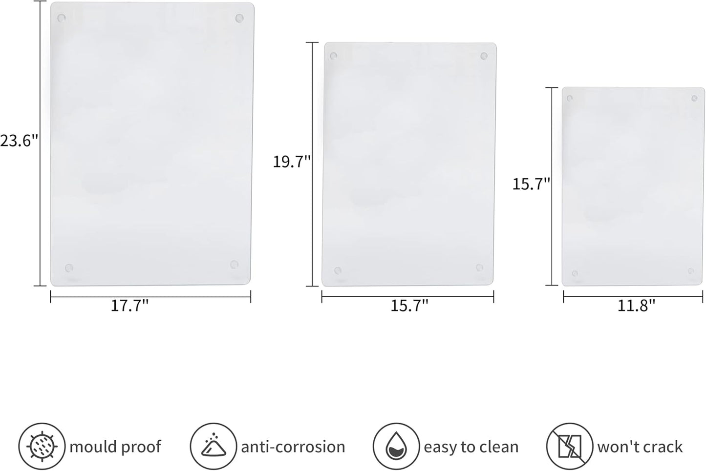 Murrey Home Glass Cutting Board for Kitchen Counter, Tempered Glass Chopping Boards Dishwasher Safe, Small Clear Countertop Tray, Scratch Resistant, Heat Resistant, Non Toxic, Clear, 24"x18"