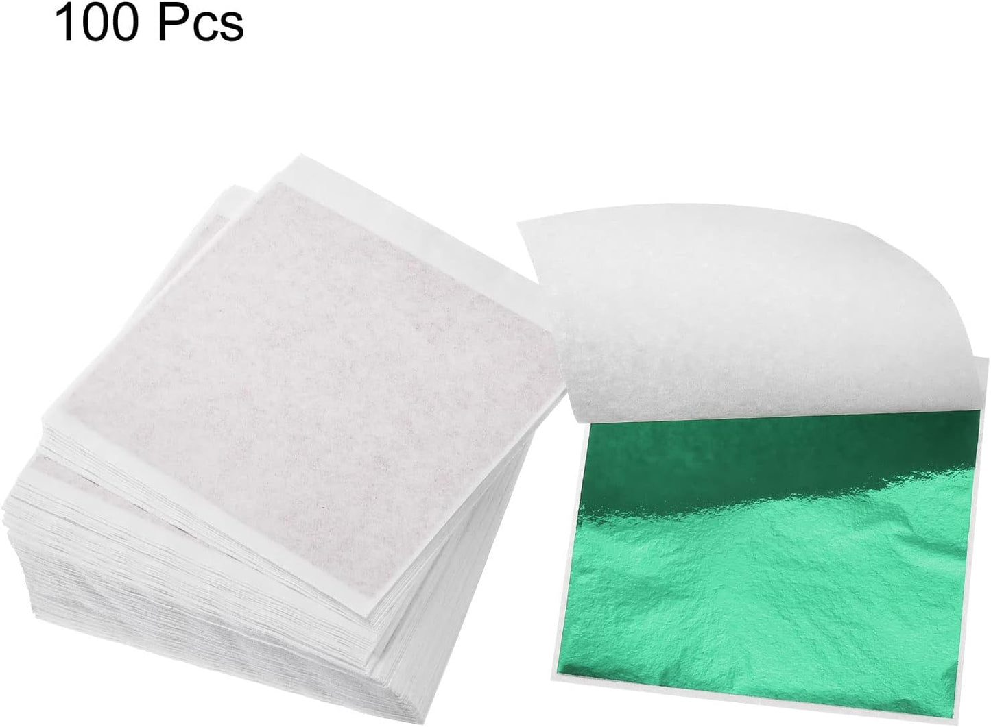 MECCANIXITY Gold Leaf Foil Sheet, Cyan Leaf Papers, 3.3 x 3.1inch for Art Decoration, Sculptures, Painting, Pack of 100