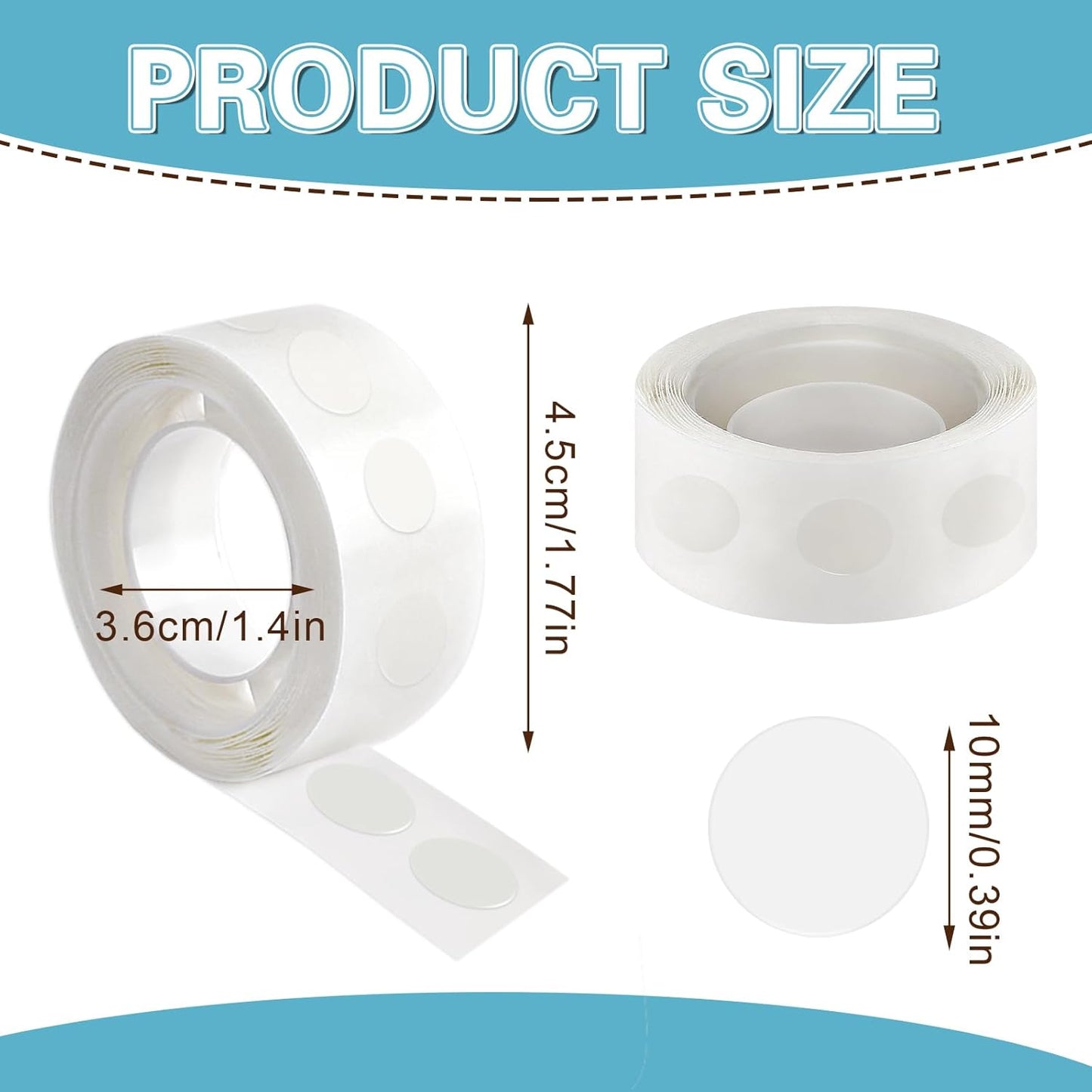 UPINS Glue Points Dots, 800Pcs Balloon Glue Adhesive Dots Double Sided Removable Glue Tape Dots for Balloons Crafts Decoration, 10 mm