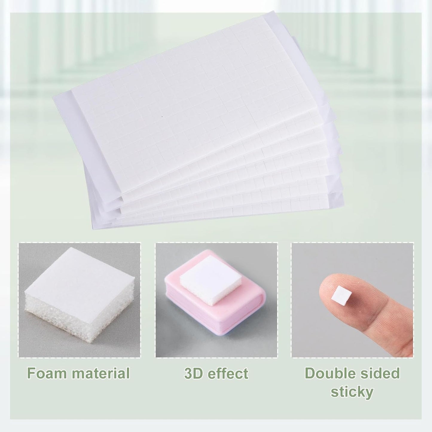 6 Sheet Double-Sided Foam Adhesive Squares, 2 Sizes 3D Square Foam Tape for Crafts, Pre-Cut Foam Mount Adhesive Strips for DIY, Scrapbooks, Office - 990pcs