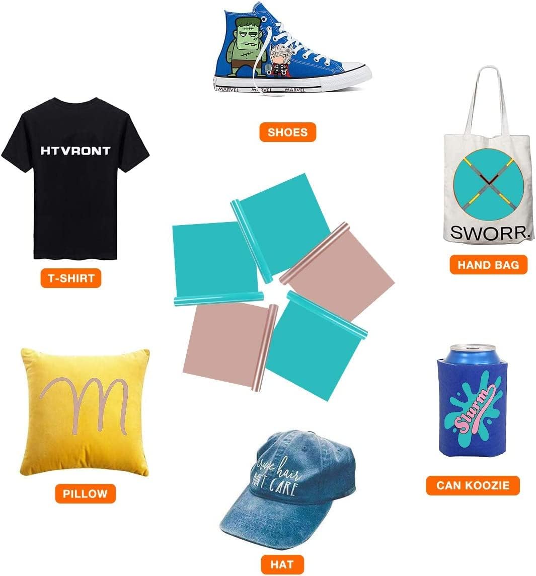 HTVRONT HTV Vinyl Rolls Heat Transfer Vinyl - 12" x 8ft Turquoise HTV Vinyl for Shirts, Iron on Vinyl for All Cutting Machine - Easy to Cut & Weed for Heat Transfer Design (Turquoise)