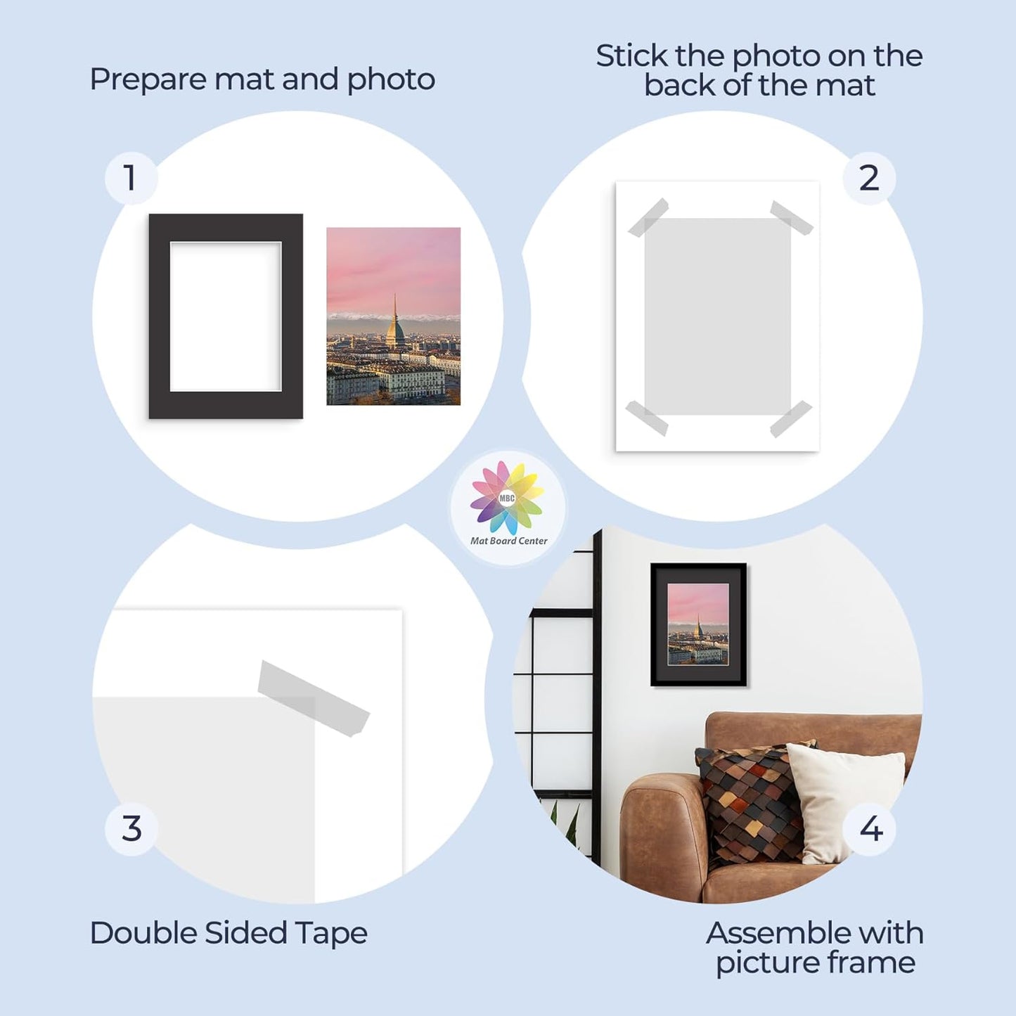 MBC Mat Board Center, 10 Pack 12x16 for 9x12 Black Picture Mats Frame Mattes, Bevel Cut, Acid Free, 4-ply Thickness