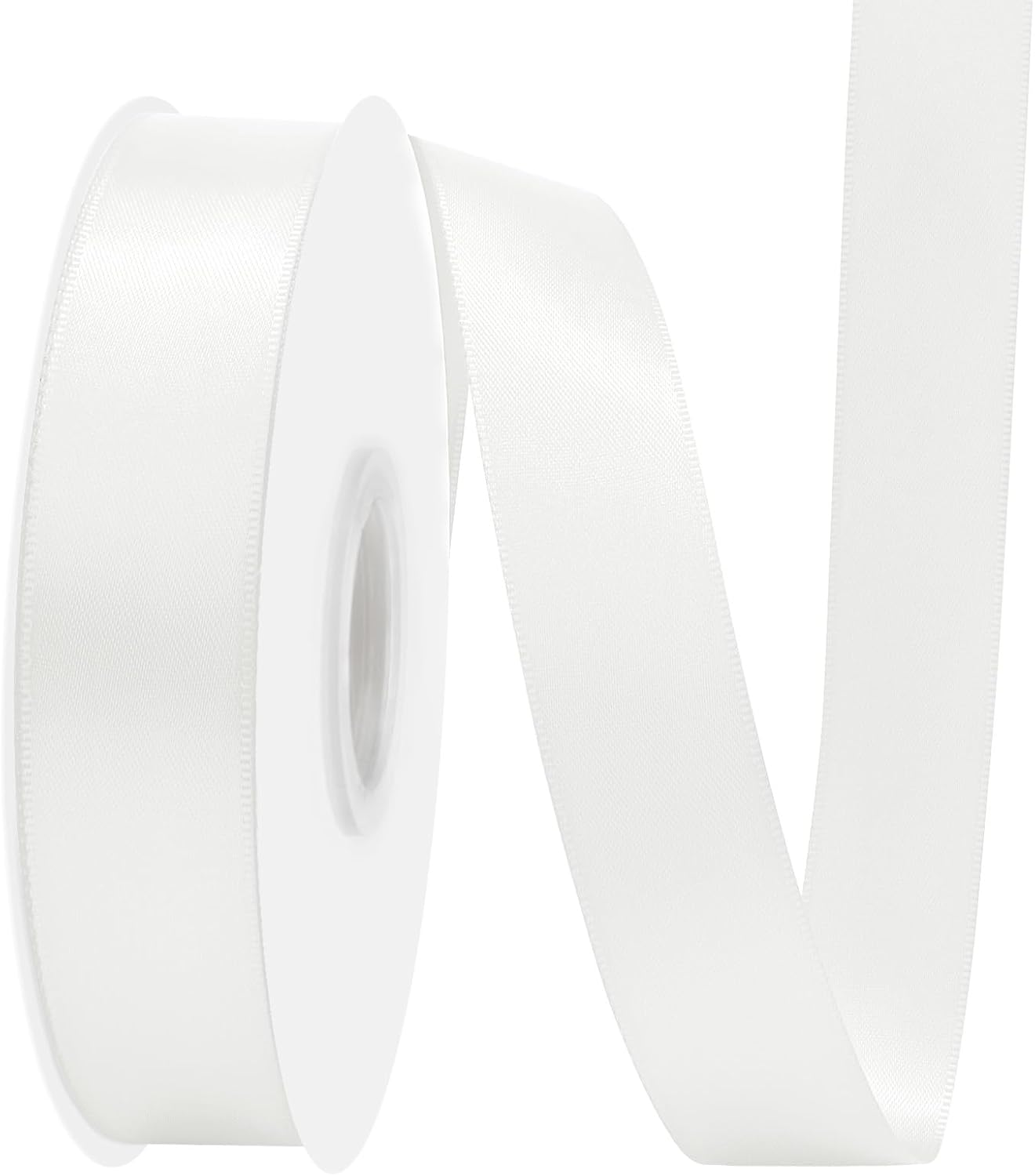 Offf White Satin Ribbon 7/8" X 50 Yards Solid Color Double Faced Ribbons Perfect for Crafts Wedding Decor Bow Making Arts Sewing and More