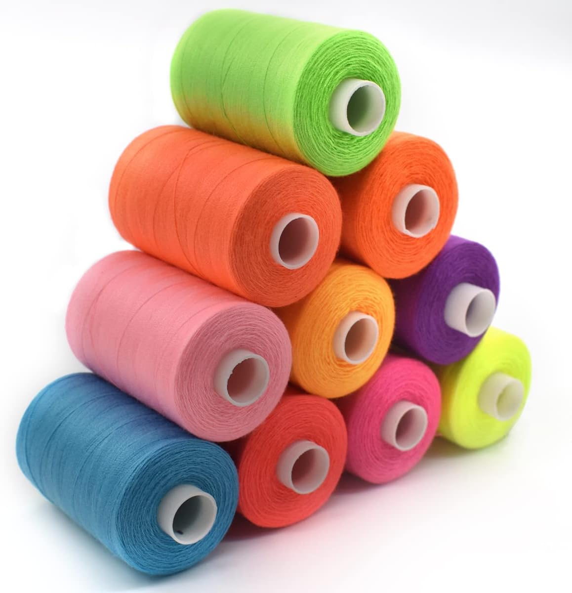 Sewing Thread 10 Color Sewing Industrial Purpose 1000 Yards Per Spool 40S/2 Polyester for DIY Sewing Machine,Embroidery Machine,Hand Sewing (Bright Color Mixing)