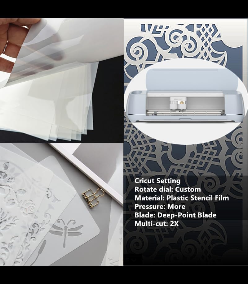Translucent Blank Mylar Stencil Sheet for Cutting,10 Pack 12" x 24" 7.5mil/0.19mm Thick .Cutting Machines. Gift, Acetate Template Material,Craft Plastic Sheets
