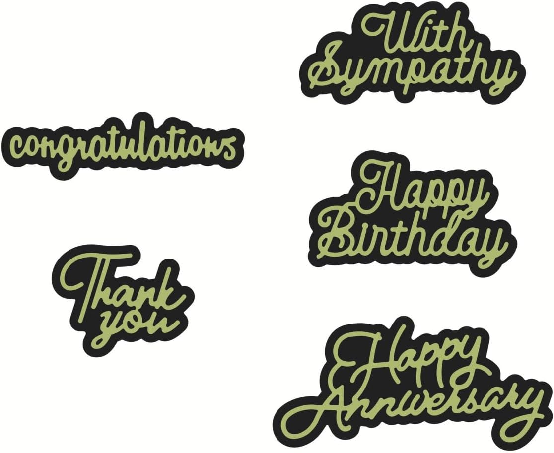 Metal Cutting Dies DIY Merry Christams Embossing Stencil Template Scrapbooking Card Making Mold Photo Album Arts Crafts Tools (Thank You Happy Birthday Congratulations-10x7.6cm)