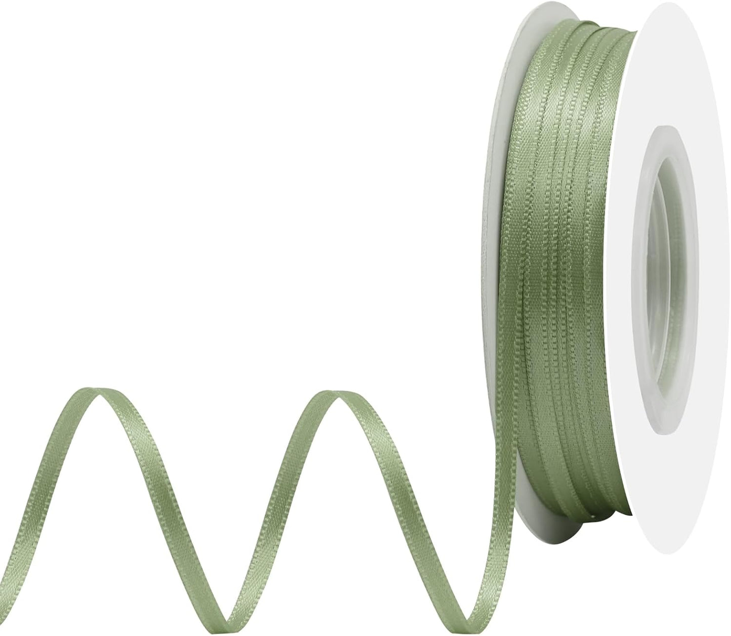 Spring Moss Satin Ribbon 1/8" X 50 Yards Solid Color Double Faced Ribbons Perfect for Crafts Wedding Decor Bow Making Arts Sewing and More