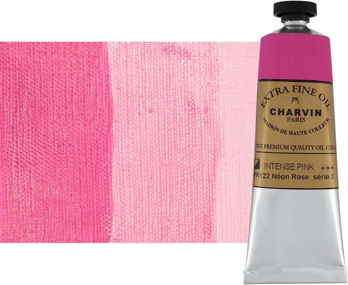 Charvin Extra Fine Oil Paint, Intense Pink 60 ml - Triple-Milled, Rich Texture, Poppy Oil-Based, Light-Fast, Handmade, Archival Quality
