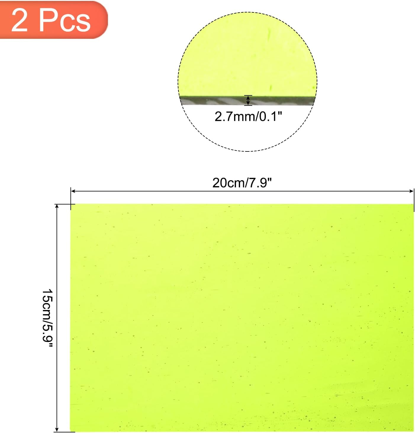 MECCANIXITY 2 Pcs Stained Glass Sheet Mosaic Tile 7.9 Inch x 5.9 Inch Fluorescent Green Stained Glass Sheets for Crafts DIY Art Project