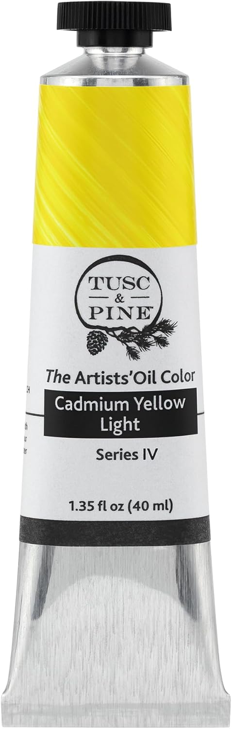 Tusc & Pine Artist Oil Paint - Cadmium Yellow Light, 40 ml, Non-Yellowing, Rich & Creamy Consistency, Maximum Pigment Load, Small Batch Milled Oil Paints Made in the USA for Professional Artists