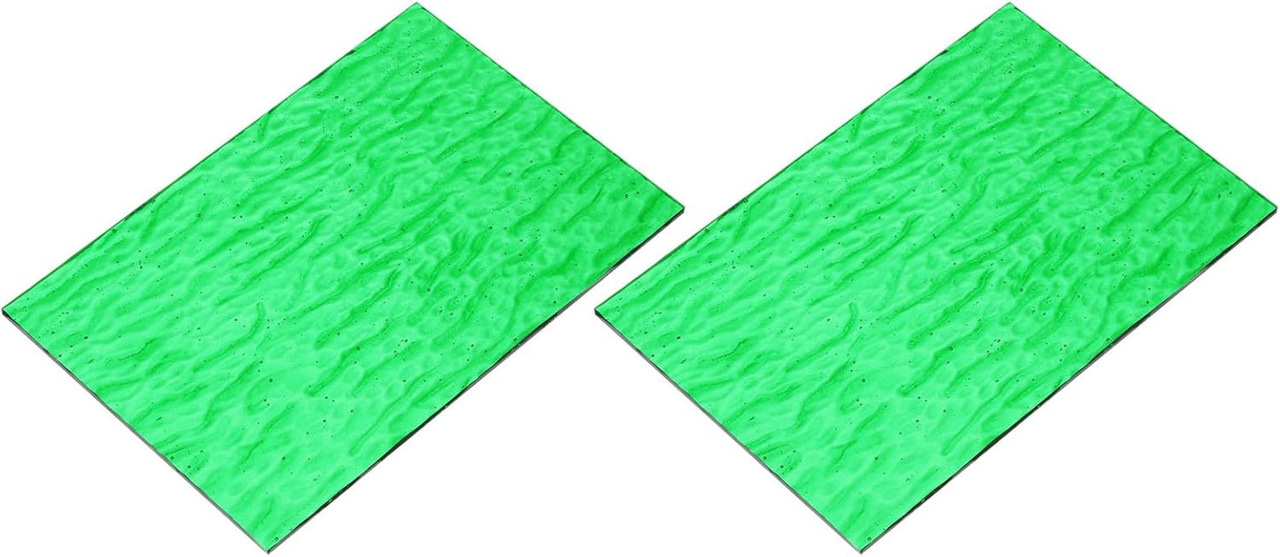 MECCANIXITY 2 Pcs Stained Glass Sheet Mosaic Tile 7.9 Inch x 5.9 Inch Emerald Green Stained Glass Sheets for Crafts DIY Art Project