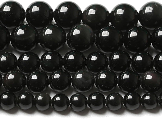 8MM 90pcs Natural Black Obsidian Stone Energy Healing Beads Round Loose Beads for Jewelry Making Bracelet 2 Strands 32"