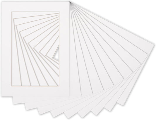 6x8 Mat for 8x10 Frame - Precut Mat Board Acid-Free White 6x8 Photo Matte Made to Fit a 8x10 Picture Frame, Premium Matboard for Family Photos, Show Kits, Art, Picture Framing, Pack of 10 Mats
