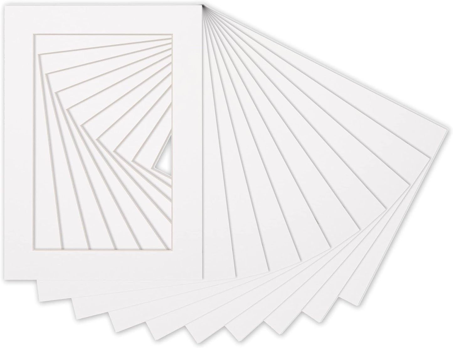 Pack of 25 Acid Free 8x10 Mats Bevel Cut for 5x8 Photos - White Precut Matboards with Backing Boards and Clear Photo Mat Bags for Pictures, Photos, Framing - 4-ply Thickness